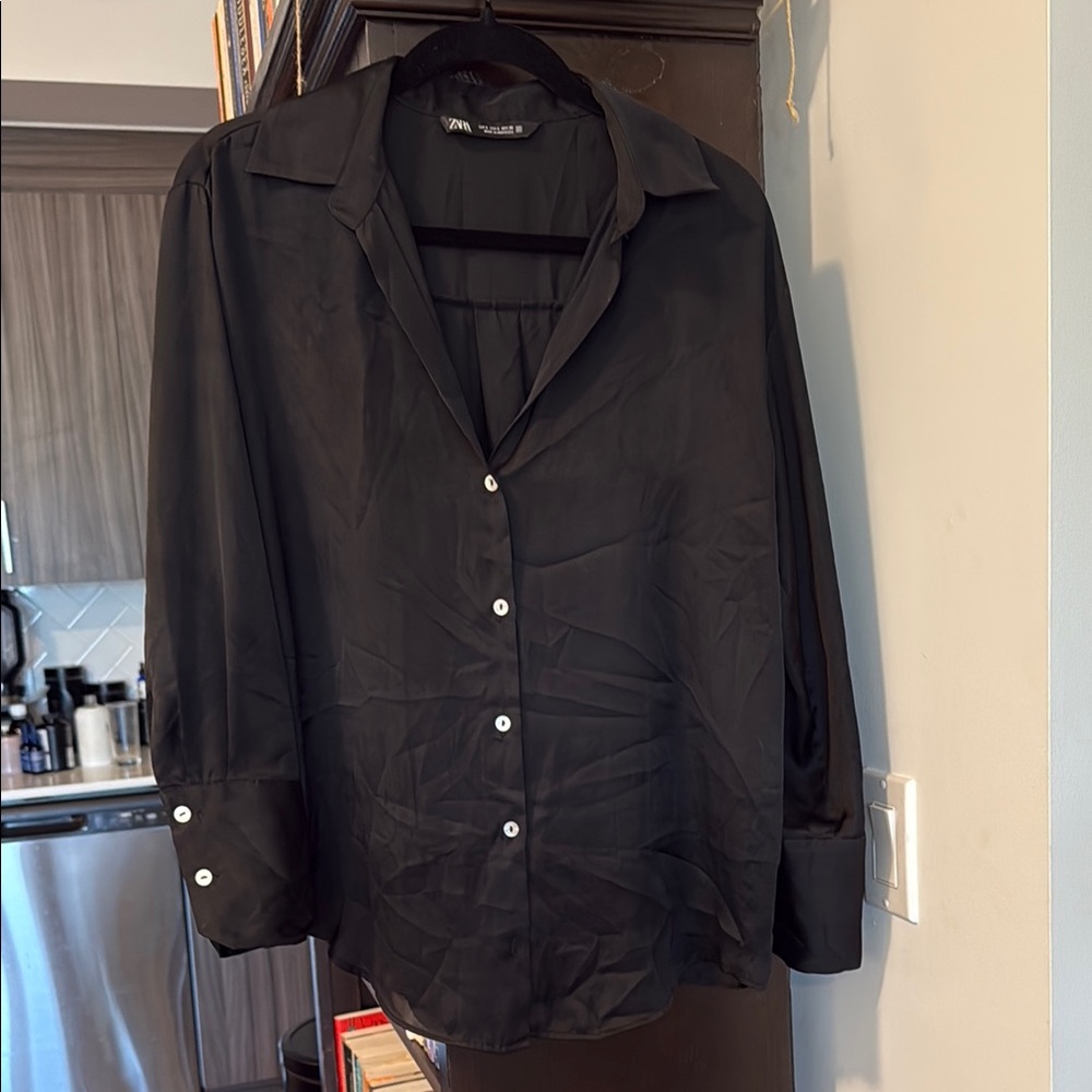 Zara Black Button-Up Shirt